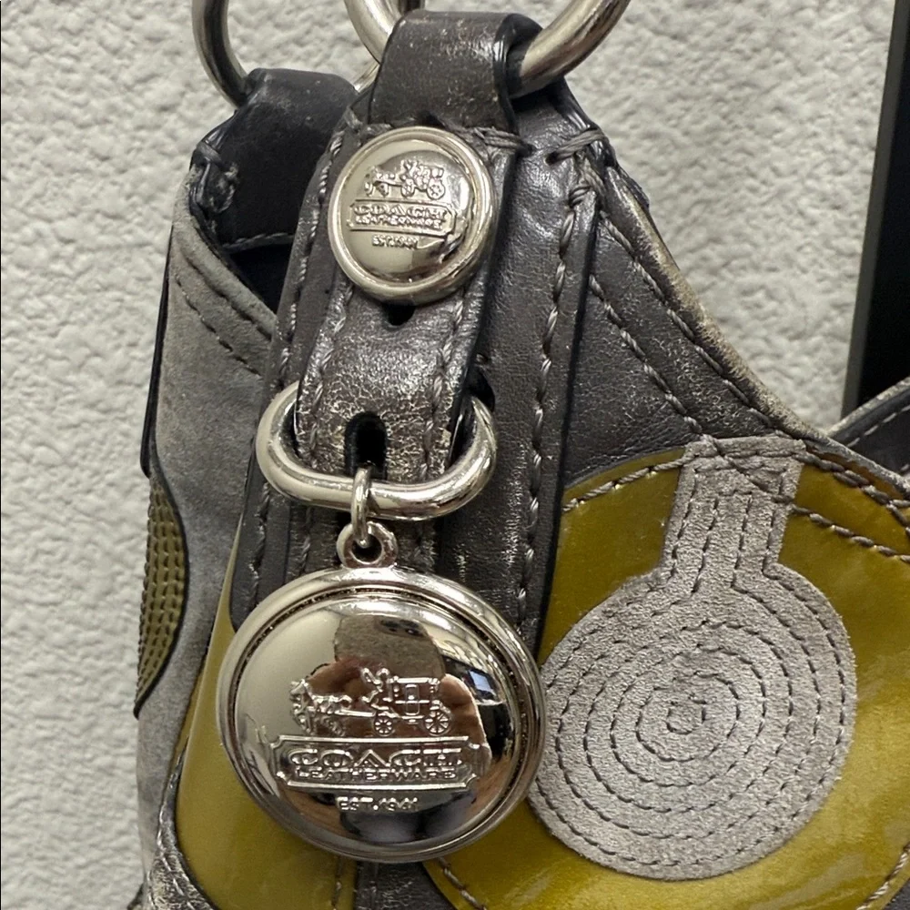 Coach Madison Mia Maggie Suede and Leather Patchwork Hobo Bag